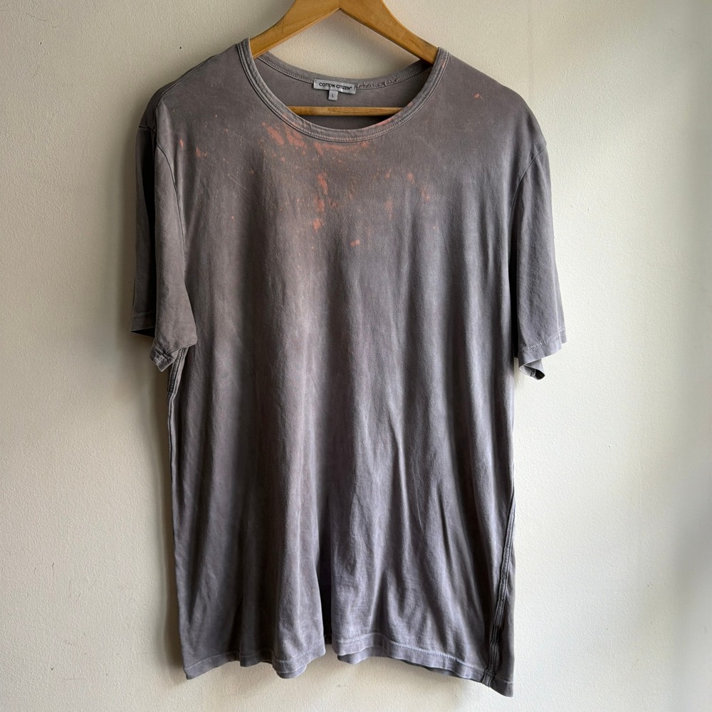 Cotton Citizen Classic Crew Bleach Distressed T-Shirt Gray Large Streetwear